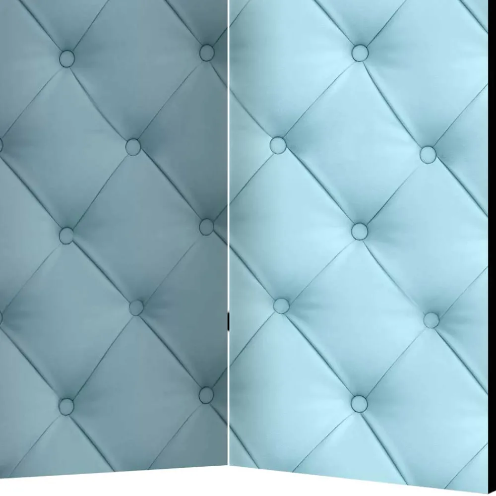 Wohnen Paravent im Chesterfield Look in Hellblau - Prenzla