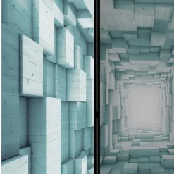 Wohnen Wohnzimmer-Regale|Paravents*Paravent in Blaugrau 3D Motiv Druck - Veit