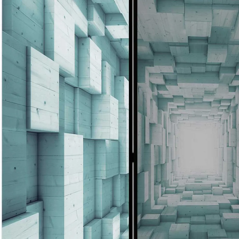 Wohnen Wohnzimmer-Regale|Paravents*Paravent in Blaugrau 3D Motiv Druck - Veit