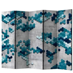 Wohnen Paravent in Blautönen & Grau bedruckt - Herzogenburg