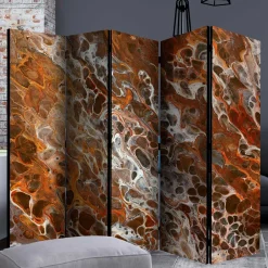 Wohnen Paravent in Braun Grau Orange Schlieren - Bassy