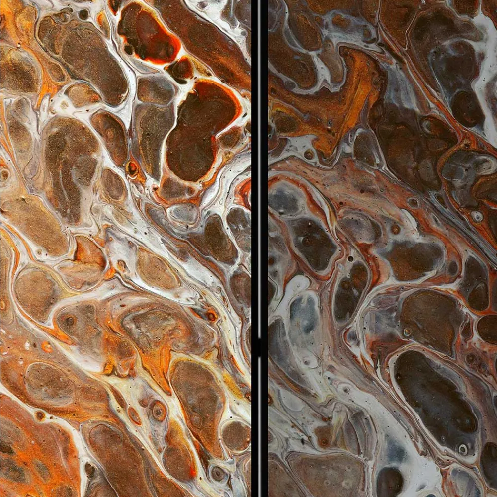 Wohnen Paravent in Braun Grau Orange Schlieren - Bassy