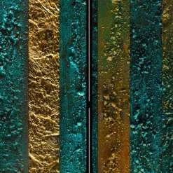 Wohnen Wohnzimmer-Regale*Paravent in Braun Türkis Streifen Motiv - Zianatto