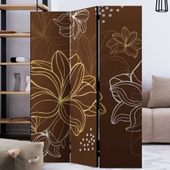 Wohnen Weiße Möbel|Braune Möbel*Paravent in Braun Weiß Gelb bedruckt - Sanni