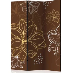 Wohnen Weiße Möbel|Braune Möbel*Paravent in Braun Weiß Gelb bedruckt - Sanni