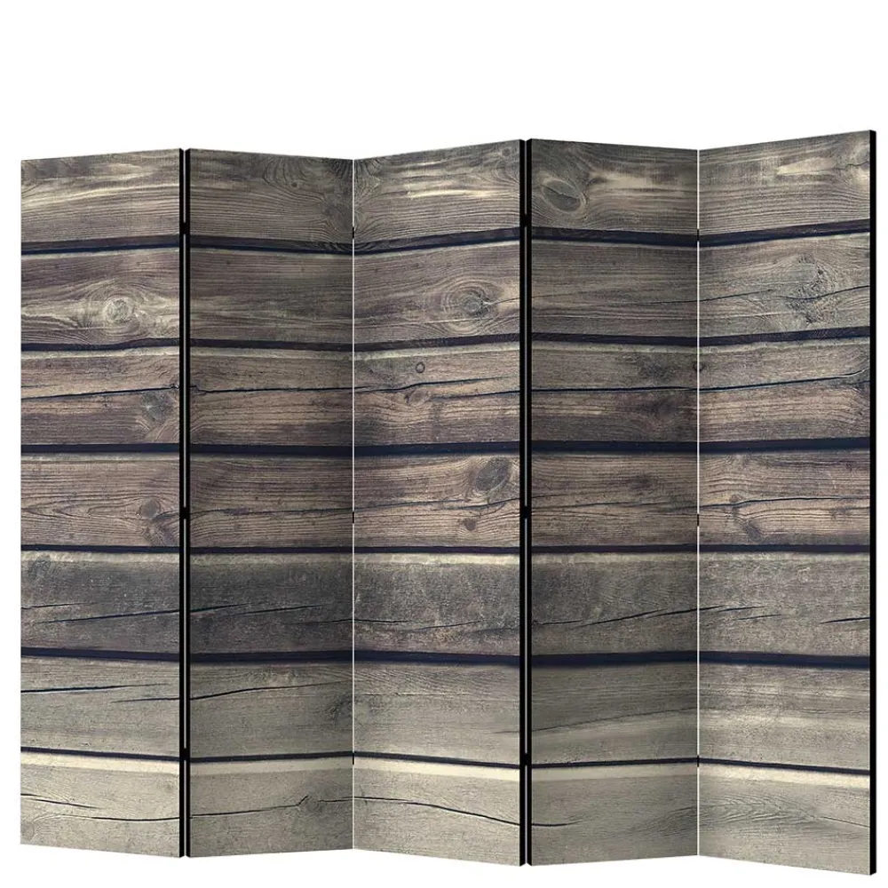 Wohnen Paravent in Bretter Wand Optik - Cremo