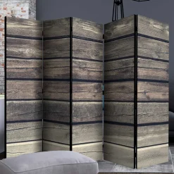 Wohnen Paravent in Bretter Wand Optik - Cremo