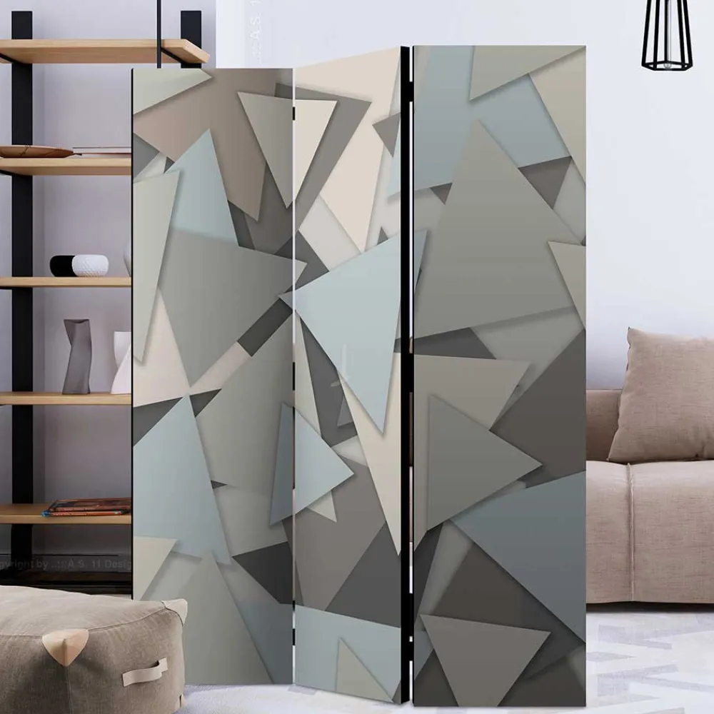 Wohnen Wohnzimmer-Regale*Paravent in Grautönen Dreiecke Muster - Trinity