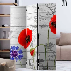 Wohnen Paravent Klatschmohn & Kornblume - Aschau