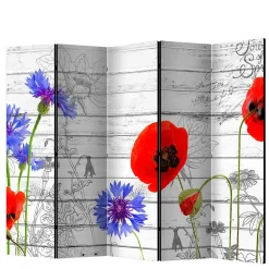 Wohnen Paravent Klatschmohn & Kornblume - Aschau