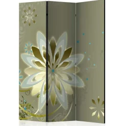 Wohnen Paravent mit Blumen Motiv in Grau Gold - Stivaldo