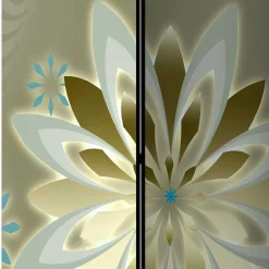 Wohnen Paravent mit Blumen Motiv in Grau Gold - Stivaldo