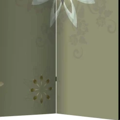 Wohnen Paravent mit Blumen Motiv in Grau Gold - Stivaldo