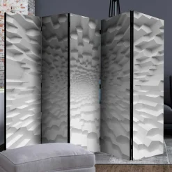 Wohnen Paravent mit 3D Musterdruck Weiß Grau - Jainey