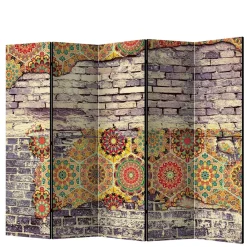Wohnen Paravents|Wohnzimmer-Regale*Paravent mit Druck Steinmauer & Mandalas - Basel