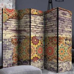 Wohnen Paravents|Wohnzimmer-Regale*Paravent mit Druck Steinmauer & Mandalas - Basel