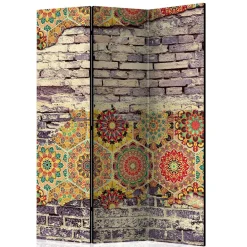 Wohnen Paravents|Wohnzimmer-Regale*Paravent mit Druck Steinmauer & Mandalas - Basel