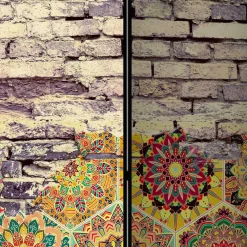 Wohnen Paravents|Wohnzimmer-Regale*Paravent mit Druck Steinmauer & Mandalas - Basel