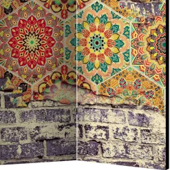 Wohnen Paravents|Wohnzimmer-Regale*Paravent mit Druck Steinmauer & Mandalas - Basel