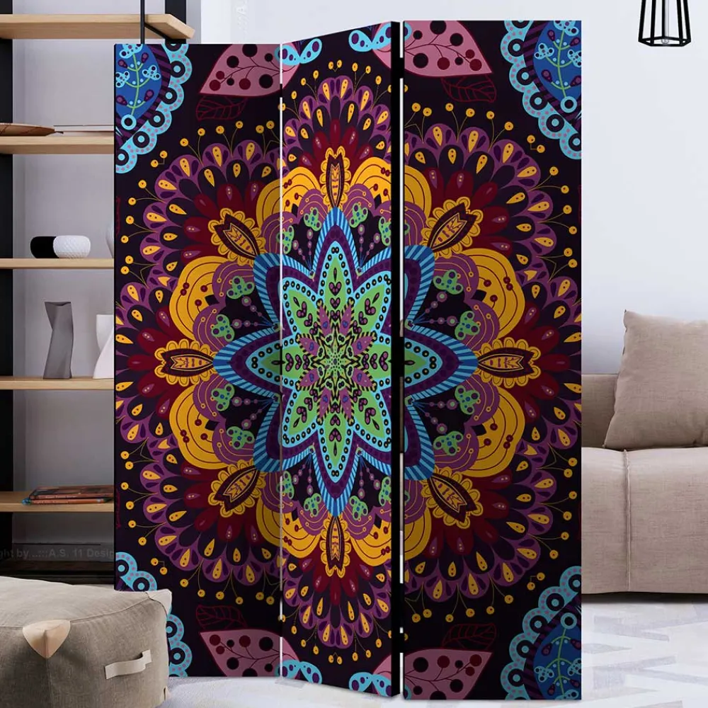 Wohnen Paravents|Boho Style Möbel*Paravent mit farbenfrohem Mandala Motiv - Yaniz