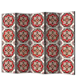 Wohnen Paravents*Paravent mit Kachelmuster in Rot Weiß Schwarz - Vibka