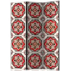 Wohnen Paravents*Paravent mit Kachelmuster in Rot Weiß Schwarz - Vibka