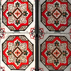 Wohnen Paravents*Paravent mit Kachelmuster in Rot Weiß Schwarz - Vibka