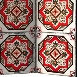 Wohnen Paravents*Paravent mit Kachelmuster in Rot Weiß Schwarz - Vibka