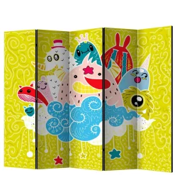 Kinder Wohnen Paravent mit Kawaii Monster Motiv - Quarzas