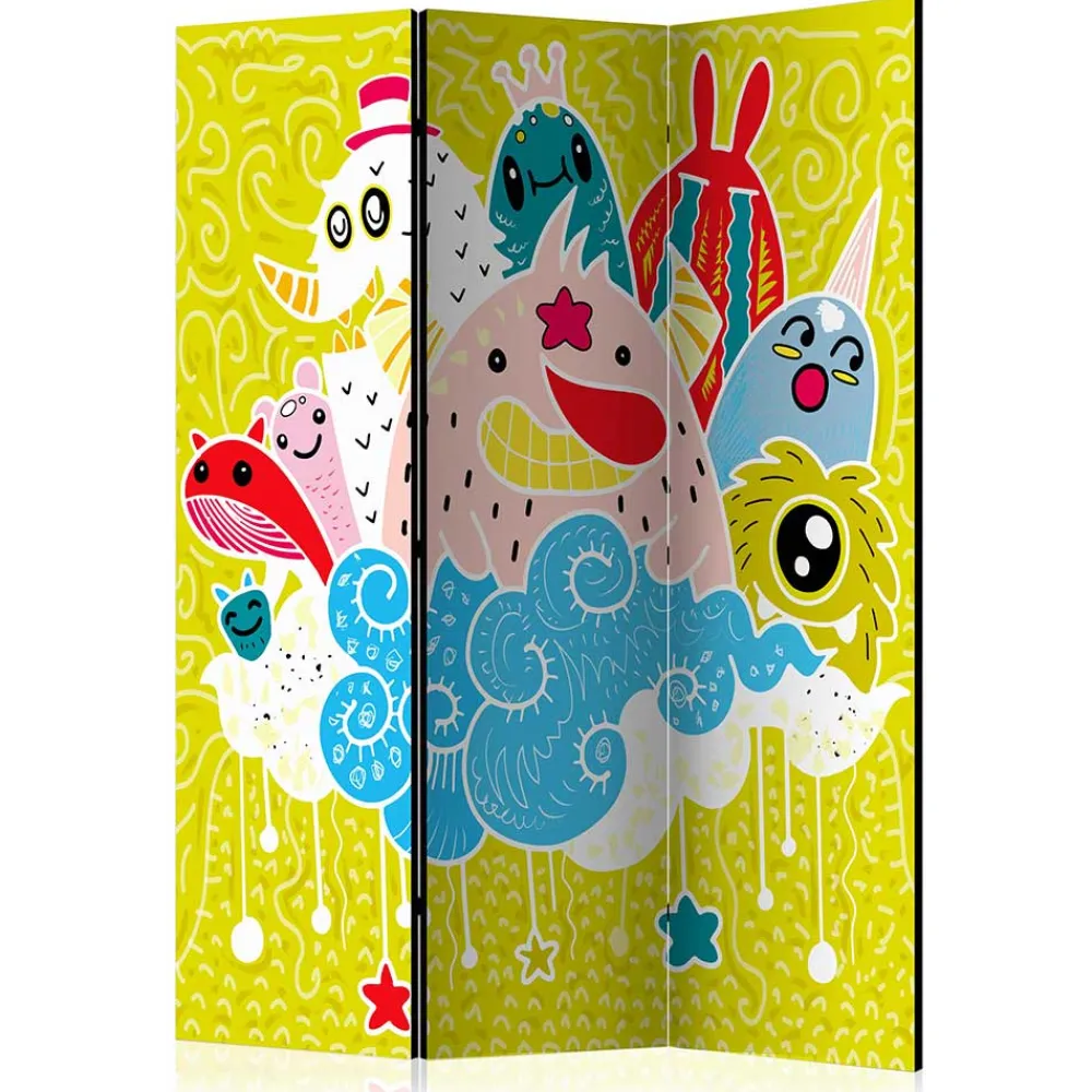 Kinder Wohnen Paravent mit Kawaii Monster Motiv - Quarzas