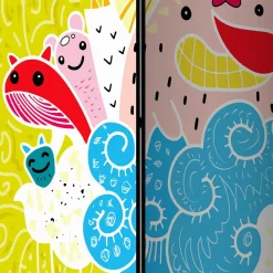 Kinder Wohnen Paravent mit Kawaii Monster Motiv - Quarzas