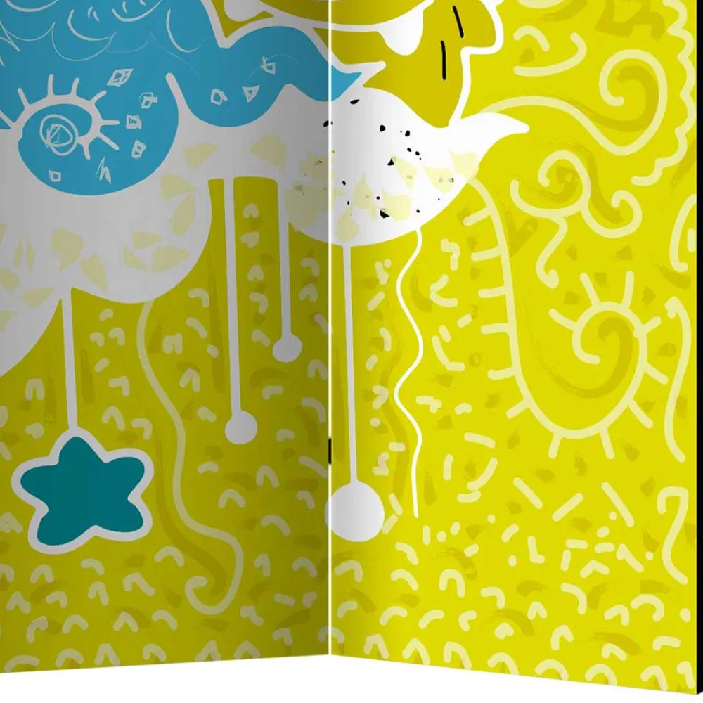 Kinder Wohnen Paravent mit Kawaii Monster Motiv - Quarzas