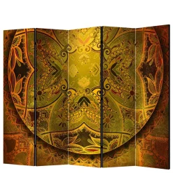 Wohnen Paravent mit Mandala Motiv Goldfarben - Gabrio