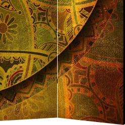 Wohnen Paravent mit Mandala Motiv Goldfarben - Gabrio