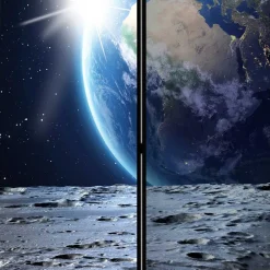 Wohnen Paravents*Paravent mit Mond & Erde Weltraummotiv - Laviette