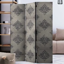 Wohnen Paravent mit Ornament Muster in Grau - Scandrec