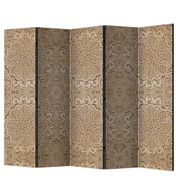 Wohnen Paravent mit Ornament Muster in Beige - Ratrongo