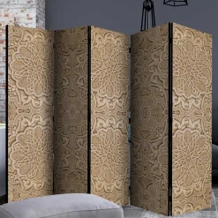 Wohnen Paravent mit Ornament Muster in Beige - Ratrongo