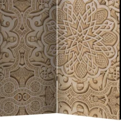 Wohnen Paravent mit Ornament Muster in Beige - Ratrongo