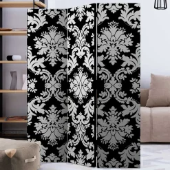 Wohnen Paravents|Vintage Möbel*Paravent mit Ornament Muster in Schwarz Weiß - Metallin