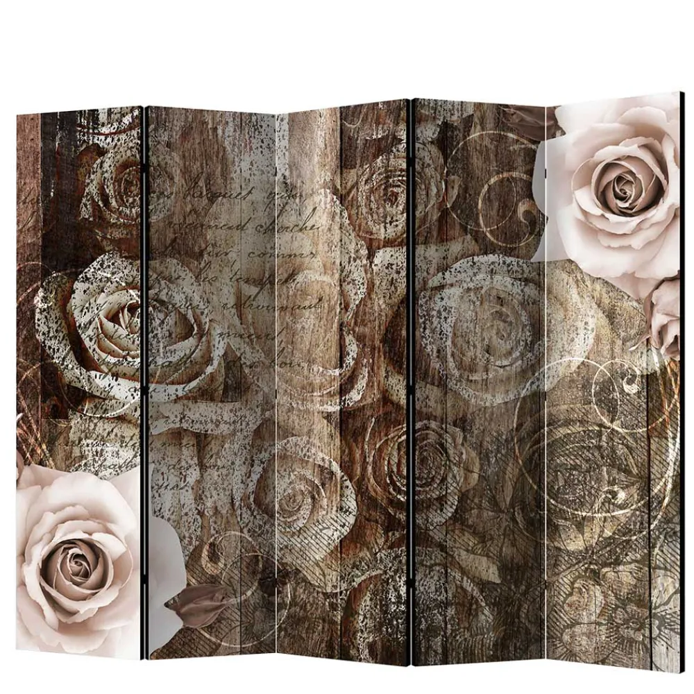 Wohnen Paravent mit Vintage Rosen Motiv - Lavaco