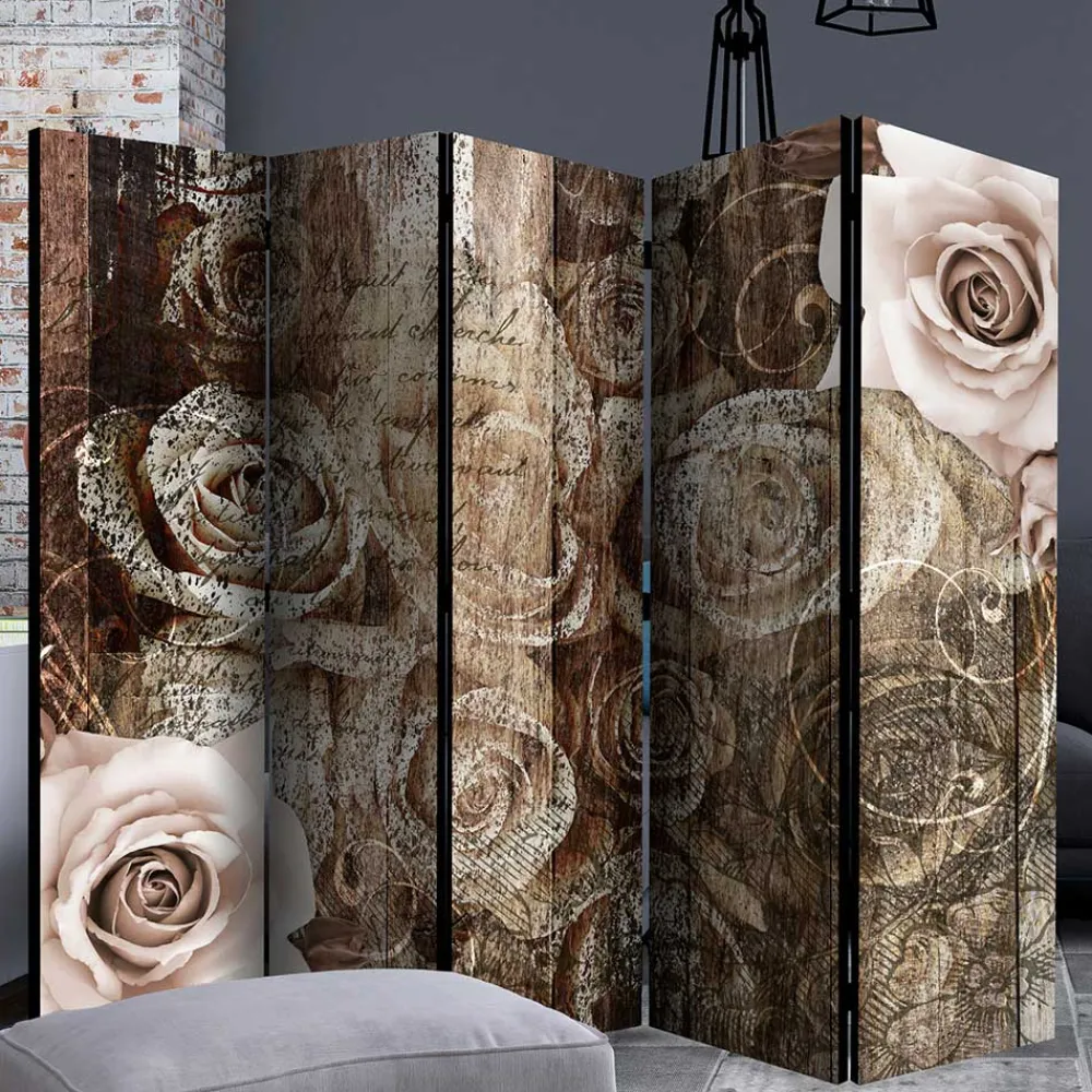 Wohnen Paravent mit Vintage Rosen Motiv - Lavaco