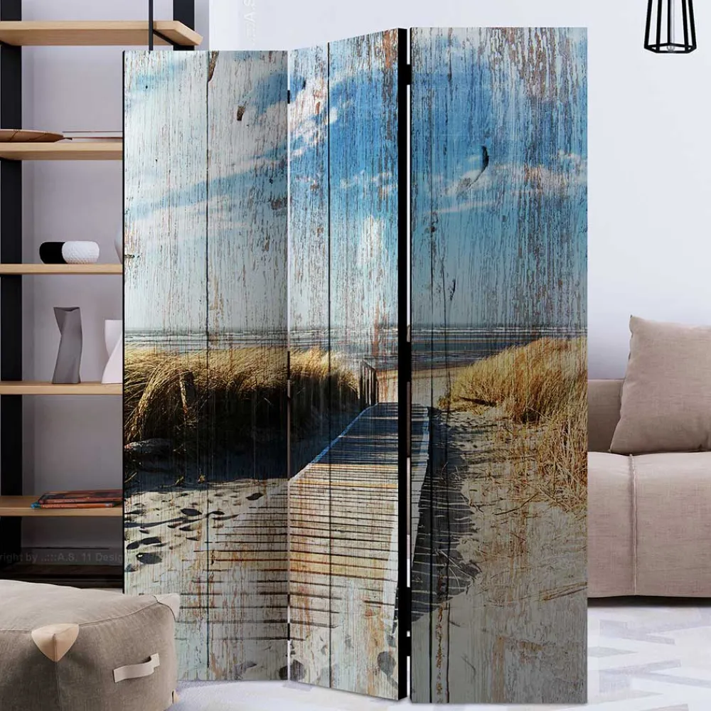 Wohnen Wohnzimmer-Regale|Vintage Möbel*Paravent Vintage Look Strand Meer - Centres