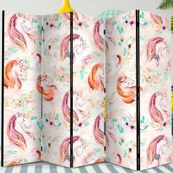 Wohnen Wohnzimmer-Regale|Kinder-Paravents*Pastellfarben Paravent mit Einhorn Köpfen Kunstmotiv - Manca