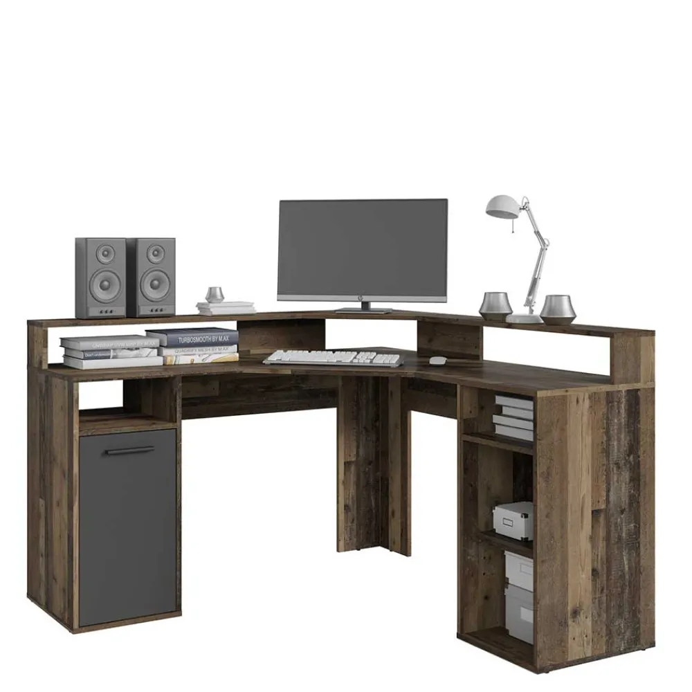 Wohnen Bürotische*PC Eckschreibtisch in Altholz Optik - Asalion