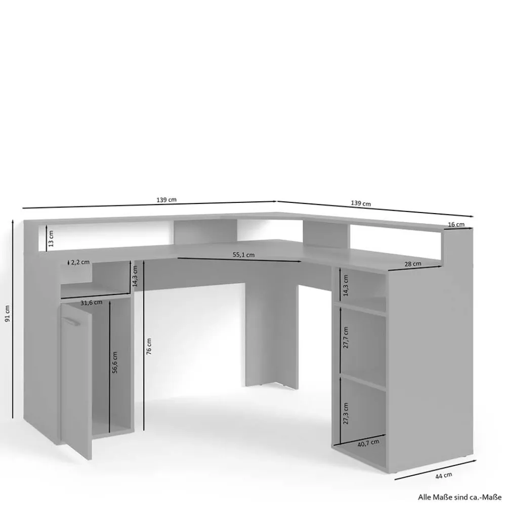 Wohnen Bürotische*PC Eckschreibtisch in Altholz Optik - Asalion