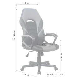 Wohnen PC Gamingstuhl in Schwarz Weiß - Toma