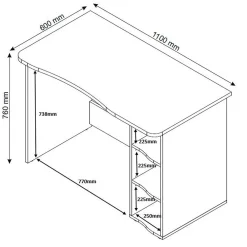 Wohnen PC Schreibtisch in Anthrazit mit Weiß - Venatio