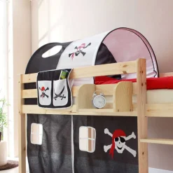 Wohnen Kindermöbel|Kinderbetten*Piraten Hochbett Siana in Schwarz-Weiß