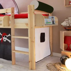 Wohnen Kindermöbel|Kinderbetten*Piraten Hochbett Siana in Schwarz-Weiß